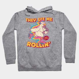 They See Me Rollin' They Hatin' // Funny Rollerblade Chicken // Retro Rollerblading Hoodie